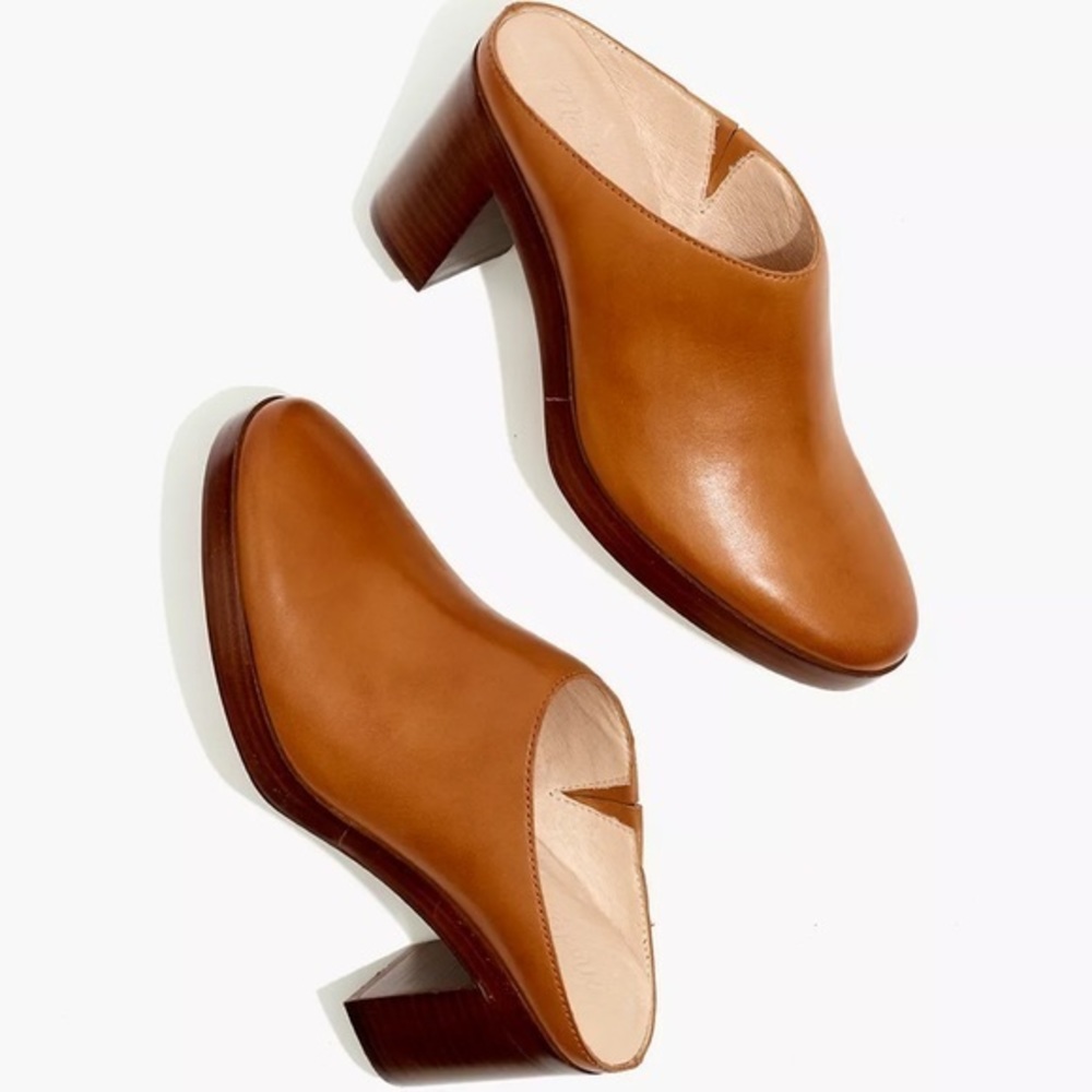 Madewell leather Daisy Platform Mules in English Saddle